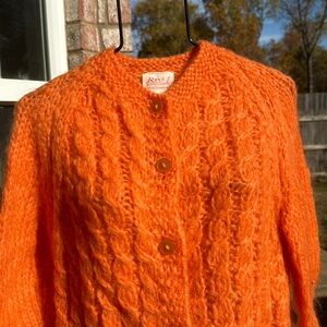 NOS Vintage Orange Mohair Wool Rovi Italy Made Rothschild Bros Sweater sz 40